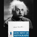 Albert Einstein Signed 3.25" x 5.5" Index Card with Full Name Autograph - Graded Beckett/BAS GEM MINT 10!