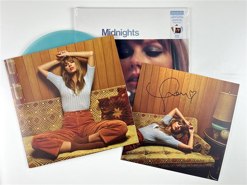 Taylor Swift Signed “Midnights” “Moonstone Blue Marbled Vinyl Disc Special Edition” w/ Signed Photo Insert (Third Party Guaranteed)