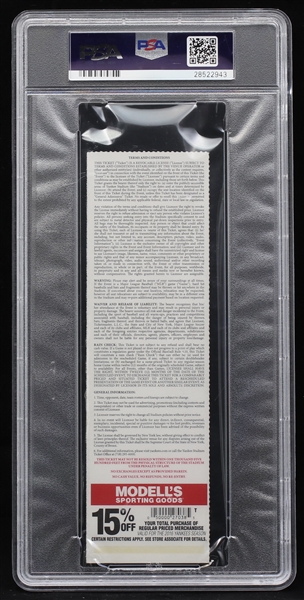 Aaron Judge MLB Debut Game & First Home Run Full Ticket - August 13, 2016 Yankee Stadium PSA/DNA NM - MT 8