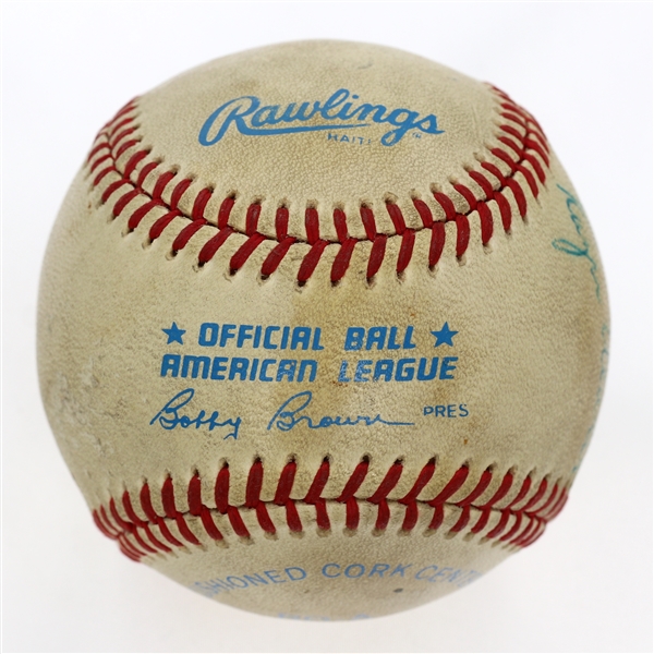 Mickey Mantle & Roger Maris Dual-Signed Official American League Bobby Brown Baseball (Full Beckett LOA)