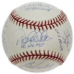NY Yankees World Series MVP Winners Signed & Inscribed ROMLB Baseball Derek Jeter, Mariano Rivera, Whitey Ford 10 Signatures (Steiner)