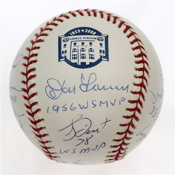 NY Yankees World Series MVP Winners Signed & Inscribed ROMLB Baseball Derek Jeter, Mariano Rivera, Whitey Ford 10 Signatures (Steiner)