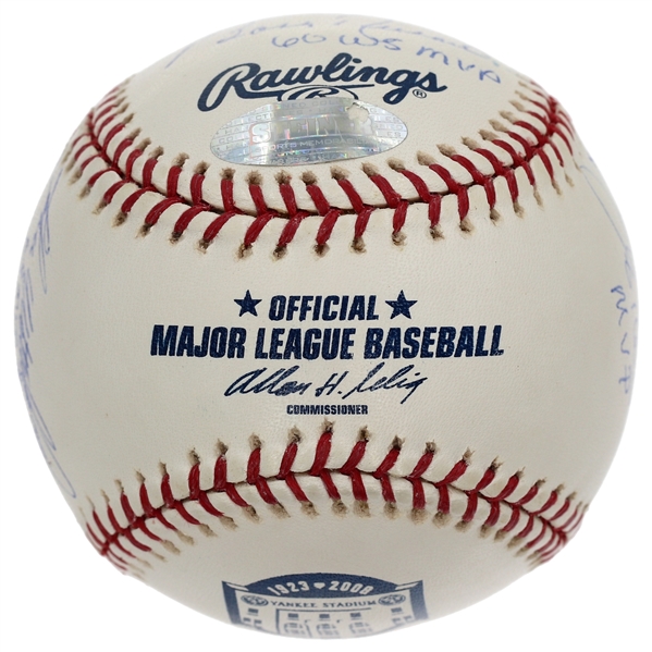 NY Yankees World Series MVP Winners Signed & Inscribed ROMLB Baseball Derek Jeter, Mariano Rivera, Whitey Ford 10 Signatures (Steiner)