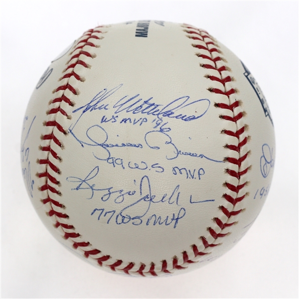 NY Yankees World Series MVP Winners Signed & Inscribed ROMLB Baseball Derek Jeter, Mariano Rivera, Whitey Ford 10 Signatures (Steiner)