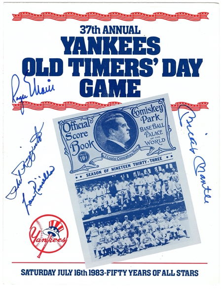 Mickey Mantle & Roger Maris Signed NY Yankees 1983 Old Timers Day Program with Rizzuto & Piniella (Beckett LOA)