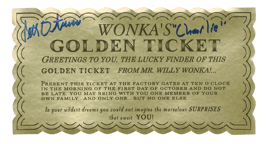 Willy Wonka Golden Ticket Signed by Peter Ostrum (Charlie) from the Movie Willy Wonka & the Chocolate Factory (JSA)