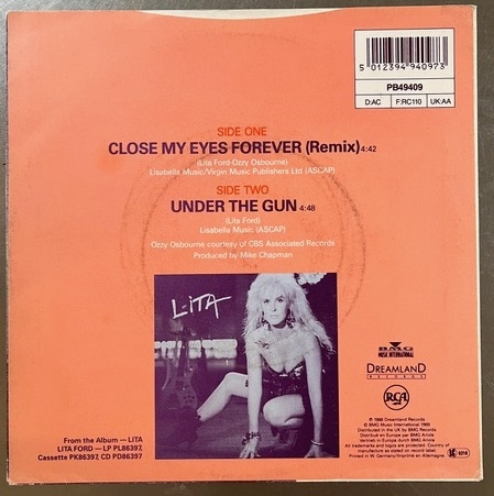Ozzy Osbourne & Lita Ford “Close my Eyes Forever” 7” Vinyl Record (Third Party Guaranteed) 
