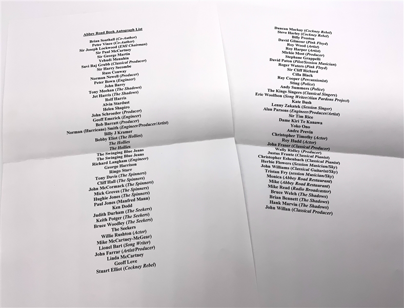 “Abbey Road” Book Signed by Dozens: Beatles’ McCartney, Harrison & Ringo, and Pink Floyd’s Gilmour & Rogers, Ect. (Third Party Guaranteed) (Allan Rouse Abbey Road Worker Letter of Provenance) 