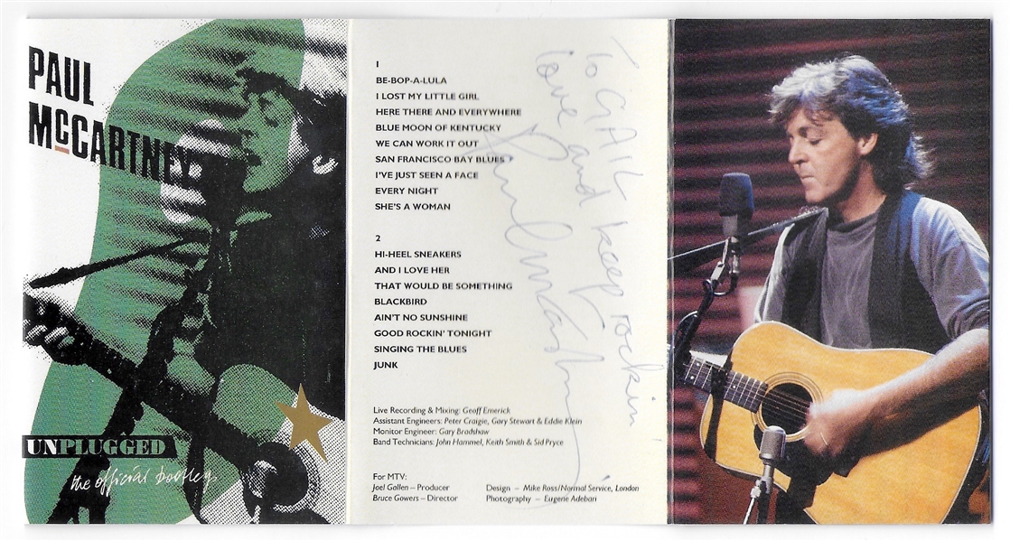 The Beatles: Paul McCartney Signed “Unplugged (The Official Bootleg)” Cassette Tape J-Card Insert (Third Party Guaranteed)