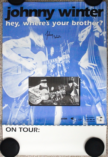 Johnny Winter Signed 20” x 30” Tour Poster (ACOA Authentication)