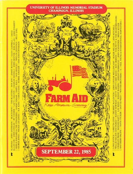 Neil Young Signed 1st Farm Aid Program From 1985 (ACOA Authentication)