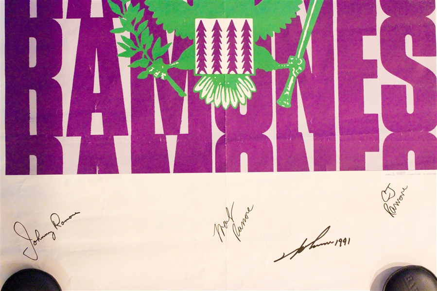 Ramones Group Signed One Sheet 1991 Spanish Tour Poster (4 Sigs) (ACOA Authentication)