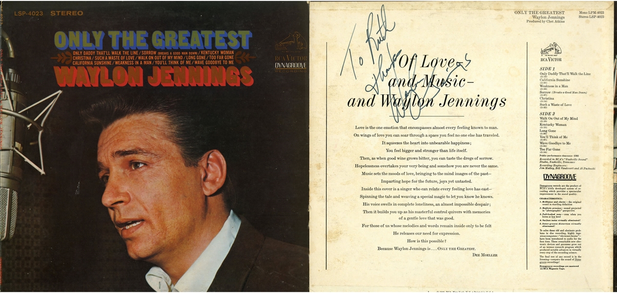 Waylon Jennings Signed “Only The Greatest” Album Record (ACOA Authentication)
