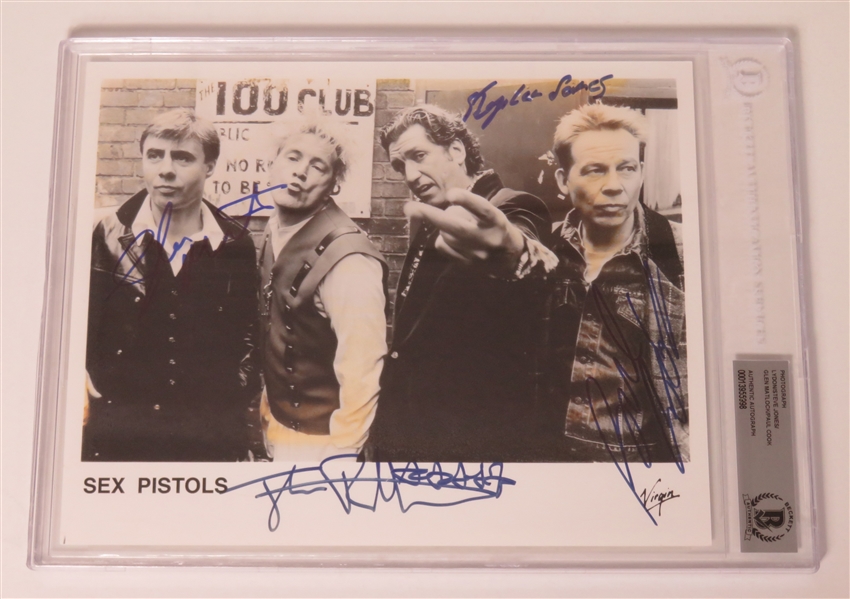Sex Pistols Group Signed 10” x 8” Promotional Photo by 4 Original Members (Beckett/BAS Encapsulated & JSA LOA)