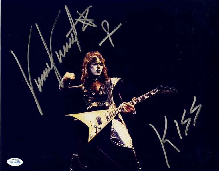 KISS: Vinnie Vincent Signed 11" x 14" Photo w/ KISS and Symbol Inscriptions (ACOA WITNESS)