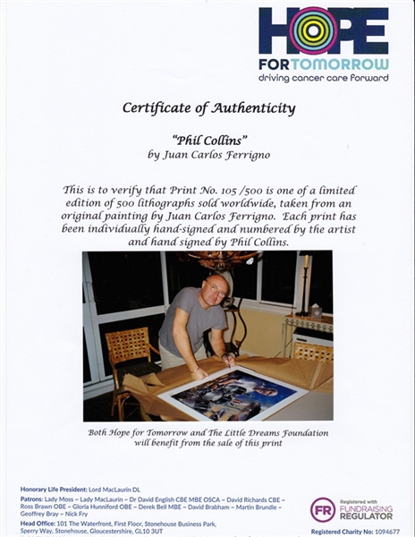 Phil Collins Signed LTD Edition Lithograph! Gorgeous! Must See! (Hope for Tomorrow LOA)