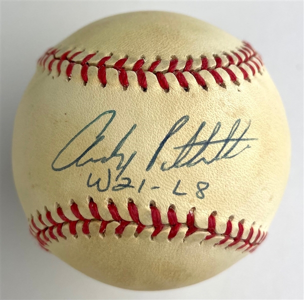 Andy Pettitte Signed & Inscribed OAL Baseball (Third Party Guaranteed)
