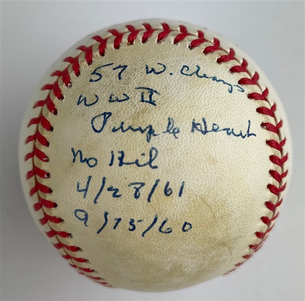 Warren 'Edward' Spahn Signed & Career Stat Inscribed OML Baseball (Third Party Guaranteed)