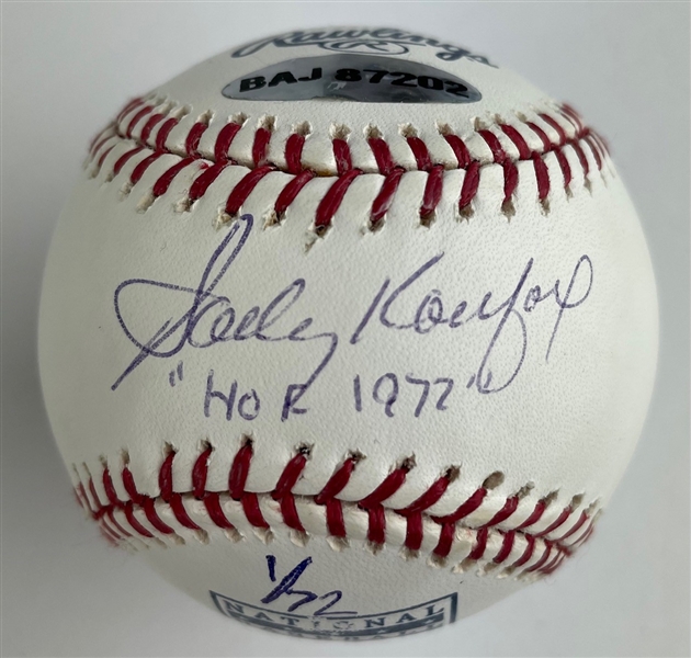 Sandy Koufax Signed & HOF Inscribed Limited Edition (#1/72) OML Baseball with HOF 1972 Inscription (UDA)(MLB Holo)