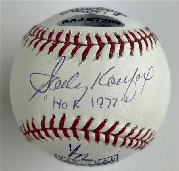 Sandy Koufax Signed & HOF Inscribed Limited Edition (#1/72) OML Baseball with "HOF 1972" Inscription (UDA)(MLB Holo)