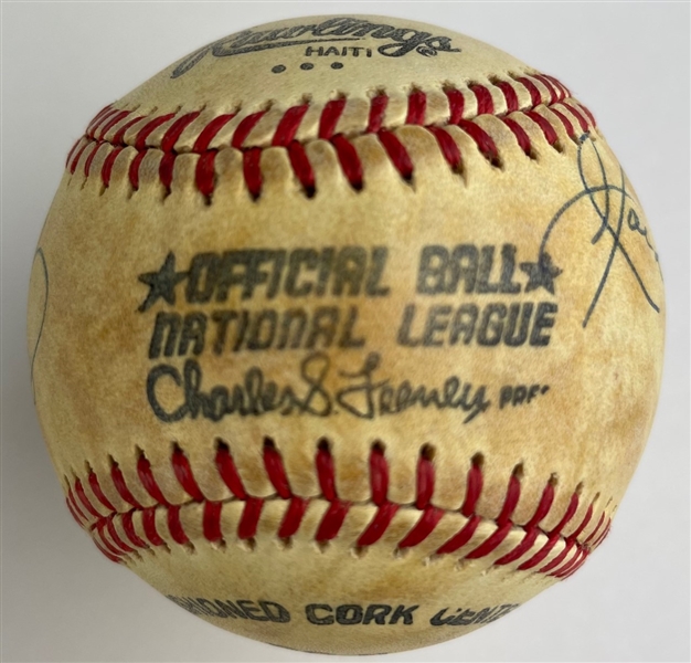 DiMaggio, Mays, Boudreau, & Torre Signed ONL Baseball (Third Party Guaranteed)
