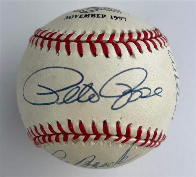 Multi-Signed Ltd. Ed. 3000 Hit Club Baseball w/ Rose, Mays, Musial, & More! (13 Sigs)(PSA LOA)