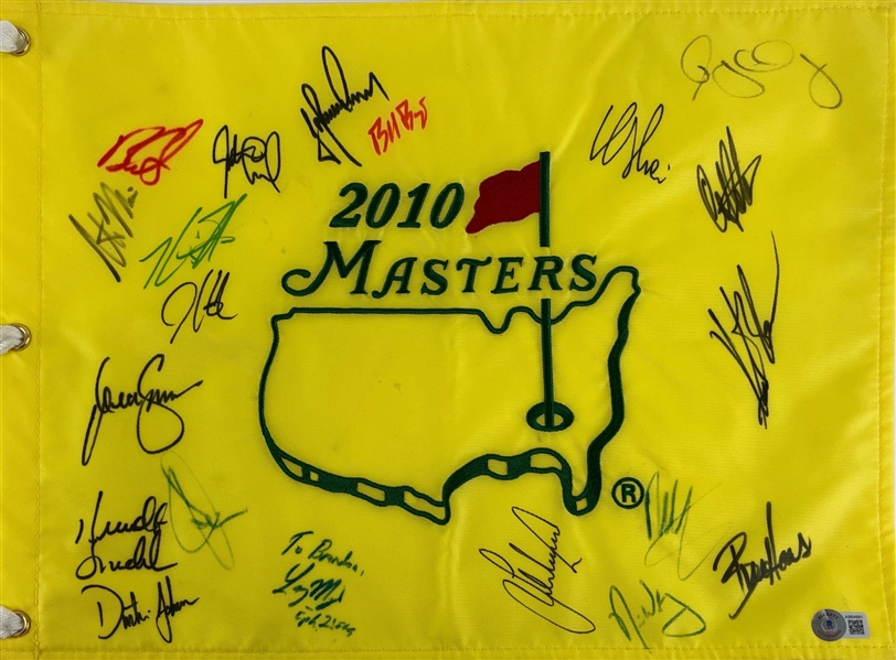 Multi-Signed 2010 Masters Field Pin Flag w/ McIlroy, Stadler, & More! (20 Sigs)(Beckett/BAS LOA)