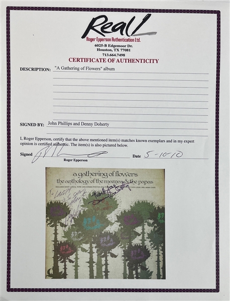Mamas & The Papas: Phillips & Doherty Signed A Gathering of Flowers Box Set w/ Vinyl (REAL/Epperson)