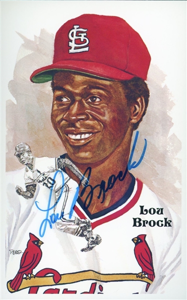 Lou Brock Signed 3.5" x 5.5" Postcard (JSA)