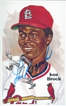 Lou Brock Signed 3.5" x 5.5" Postcard (JSA)