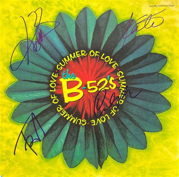 The B-52's Group Signed 'Summer of Love' Album Cover (4 Sigs)(Third Party Guaranteed)