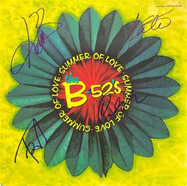 The B-52s Group Signed Summer of Love Album Cover (4 Sigs)(Third Party Guaranteed)