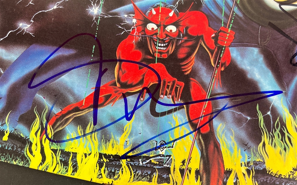 Iron Maiden: Group Signed 'The Number of the Beast' Album Cover (3 Sigs)(Third Party Guaranteed)