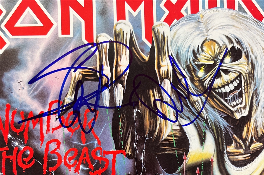 Iron Maiden: Group Signed 'The Number of the Beast' Album Cover (3 Sigs)(Third Party Guaranteed)