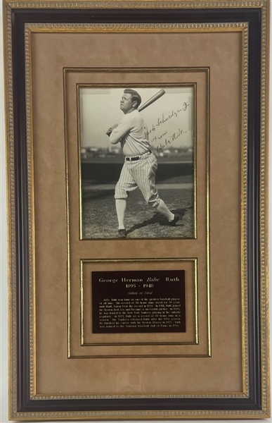 Babe Ruth Signed Photograph in Framed Display (Beckett/BAS and PSA/DNA)