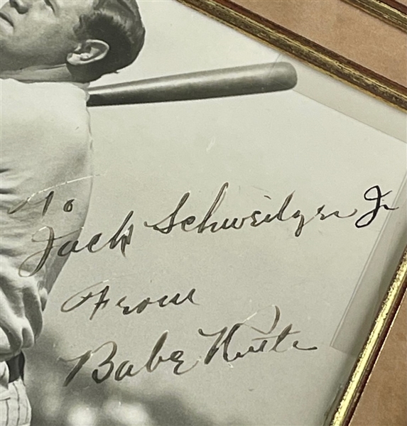 Babe Ruth Signed Photograph in Framed Display (Beckett/BAS and PSA/DNA)