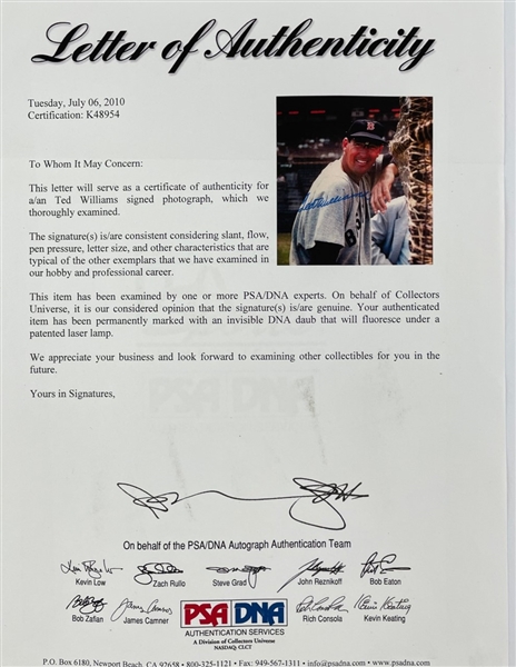 Ted Williams Signed Photograph in a nicely Framed Display (PSA/DNA)