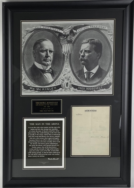 President Theodore Roosevelt Signed Letter in a Framed Display (Beckett/BAS)