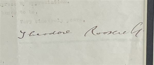 President Theodore Roosevelt Signed Letter in a Framed Display (Beckett/BAS)