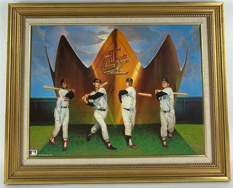 MLB Triple Crown Lithograph,(4/Sigs)Signed by Robinson, Mantle, Williams, and Yastrzemski (Beckett/BAS & JSA)