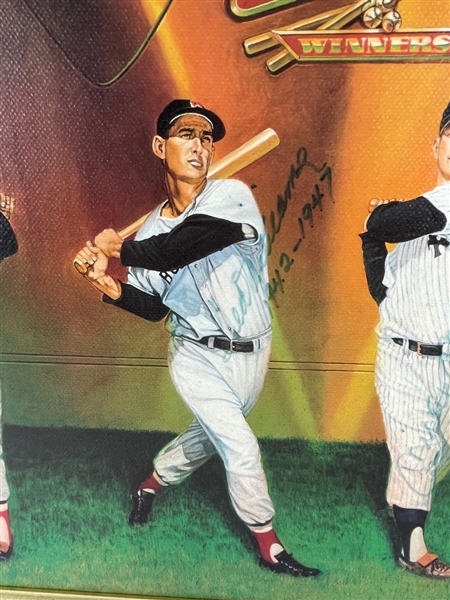 MLB Triple Crown Lithograph,(4/Sigs)Signed by Robinson, Mantle, Williams, and Yastrzemski (Beckett/BAS & JSA)