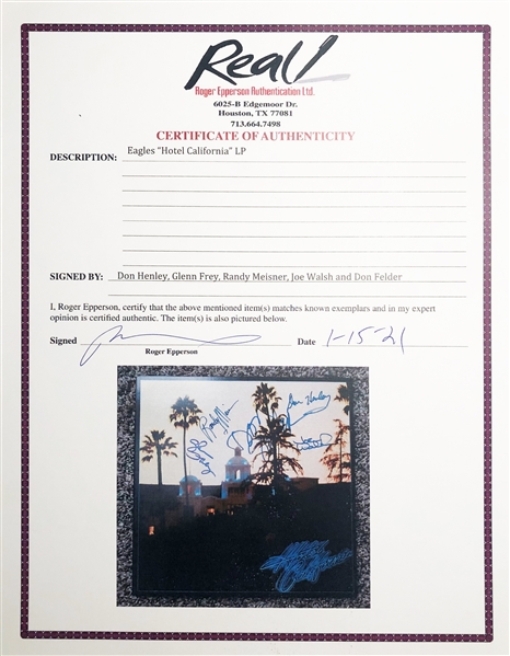 The Eagles RARE Fully Band Signed Hotel California Record Album :: One of the Finest in Existence! (JSA LOA & Epperson/REAL LOA)