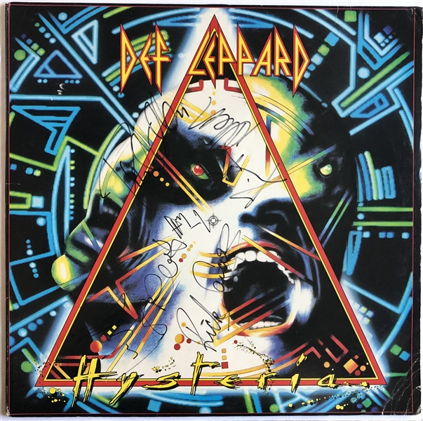 Def Leppard Extraordinary Fully Group Signed Hysteria First Pressing Album with Steve Clark :: The Finest Example We've Handled! (Epperson/REAL LOA)