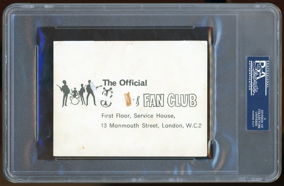 The Beatles Immaculate Group Signed 4.25 x 5.5 Vintage Fan Club Card - PSA/DNA Graded MINT 9 - One of the Best in the Hobby! 