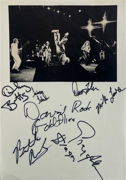 The Allman Brothers Group Signed 8.25 x 11.75 Page (Third Party Guaranteed)
