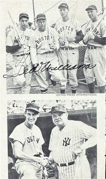 Ted Williams Signed 4 x 7 Book Page Photograph with DiMaggio, Foxx & Ruth! (JSA LOA) 