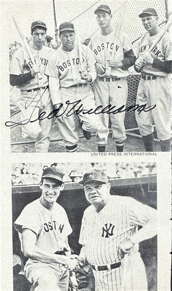 Ted Williams Signed 4" x 7" Book Page Photograph with DiMaggio, Foxx & Ruth! (JSA LOA) 