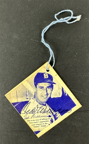 Ted Williams Signed 1950's Jimmy Fund Cancer Research Charity Hang Tag (PSA/DNA LOA)