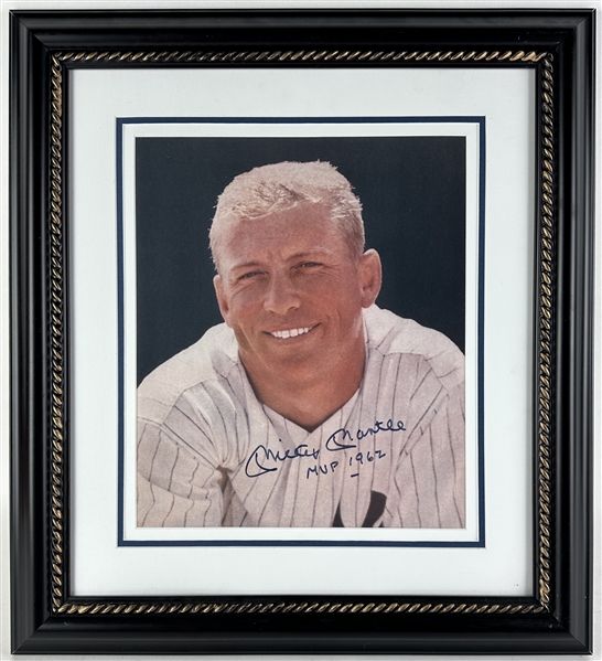 Mickey Mantle Signed 11" x 14" Color Photo with Desirable "MVP 1962" Inscription (Third Party Guaranteed)