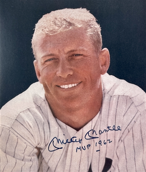 Mickey Mantle Signed 11 x 14 Color Photo with Desirable MVP 1962 Inscription (Third Party Guaranteed)
